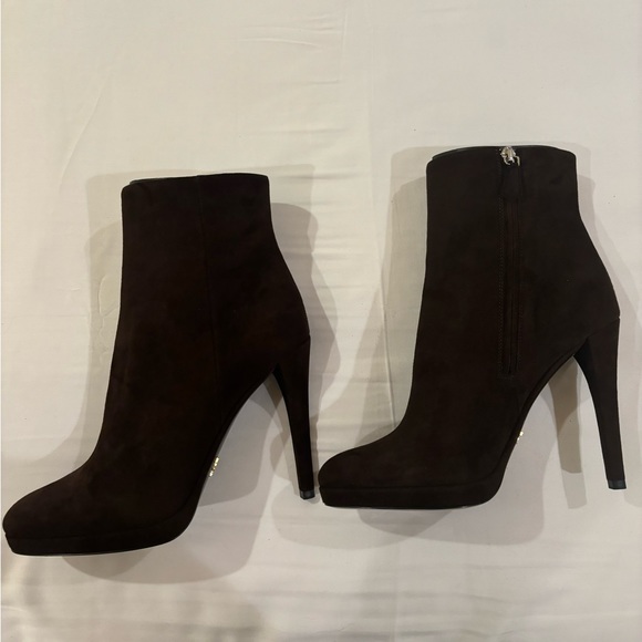 New Prada Chocolate Brown Suede Half Boot - Picture 7 of 13